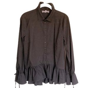 MARLED Black Ruffle Hem Shirt Top Blouse Size M